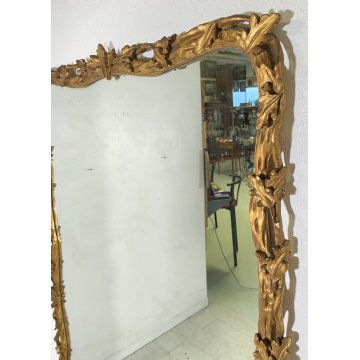 ANTICA GRANDE SPECCHIERA LIBERTY 1800 LEGNO SPECCHIO FOGLIA ORO FLOREALE EPOCA