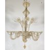 ANTICO LAMPADARIO MURANESE FOGLIE VETRO MURANO ANNI 70 LAMP CRISTALLO EPOCA