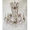 LAMPADARIO SOFFITTO LIBERTY MARIA TERESA VETRO PRIM 1900 GOCCE GLASS LAMP 9 LUCI