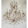 LAMPADARIO SOFFITTO LIBERTY MARIA TERESA VETRO PRIM 1900 GOCCE GLASS LAMP 9 LUCI