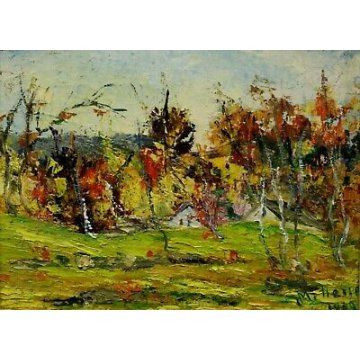 ANTICO QUADRO OLIO TAVOLA Mellerio Giovanni PAESAGGIO MONTAGNA VALLE VIGEZZO   