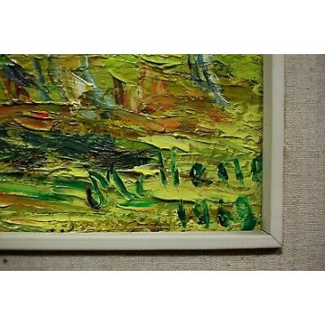 ANTICO QUADRO OLIO TAVOLA Mellerio Giovanni PAESAGGIO MONTAGNA VALLE VIGEZZO   