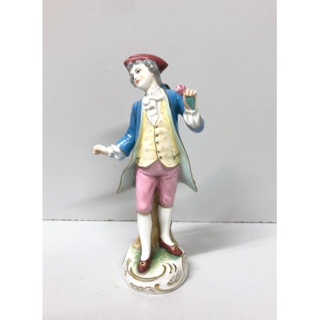 ANTICA STATUINA CERAMICA Ginori Doccia FIGURA CAVALIERE SCULTURA POLICROMA '900