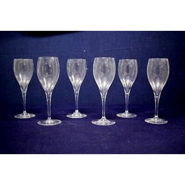 SET 6 CALICI ACQUA Baccarat St. Remy FRANCE CRYSTAL GLASS SIGNED NEW BICCHIERI