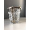 SECCHIELLO GHIACCIO + PINZE VINTAGE CRISTALLO MOLATO BOEMIA BORDO ARGENTO IMPERO