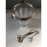 SECCHIELLO GHIACCIO + PINZE VINTAGE CRISTALLO MOLATO BOEMIA BORDO ARGENTO IMPERO
