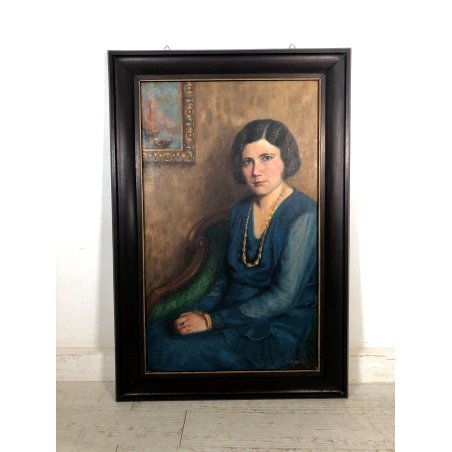 GRANDE QUADRO DIPINTO OLIO Nino Belotti  RITRATTO FEMMINILE DONNA ARISTOCRATICA
