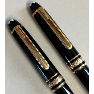 MONTBLANC Meisterstuck HOMMAGE W A Mozart NERO ORO coppia PENNA SFERA Mini PIX