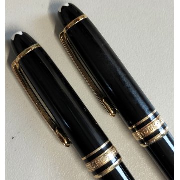 MONTBLANC Meisterstuck HOMMAGE W A Mozart NERO ORO coppia PENNA SFERA Mini PIX