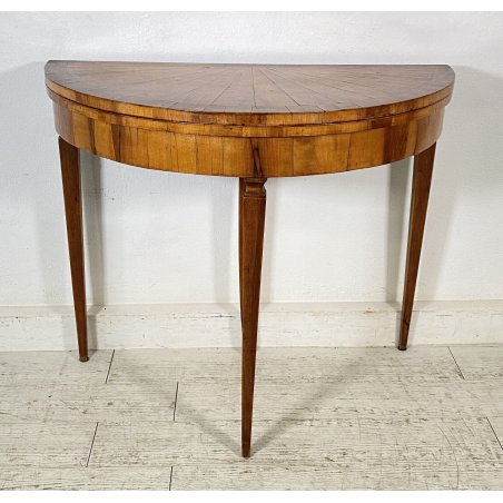ANTICA CONSOLLE APRIBILE LASTRONATA 1800 LEGNO NOCE CONSOLE ROTONDA LUIGI XVI