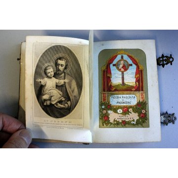 LOTTO ANTICO LIBRO SCELTE PREGHIERE CRISTIANE 1861 POCHETTE PORTA ROSARIO '800  