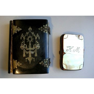 LOTTO ANTICO LIBRO SCELTE PREGHIERE CRISTIANE 1861 POCHETTE PORTA ROSARIO '800  