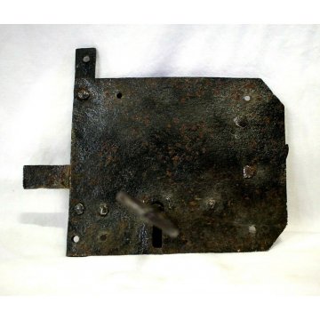 ANTICA SERRATURA ferro battuto CATENACCIO CHIAVE '700 DOOR LOCK IRON KEY   