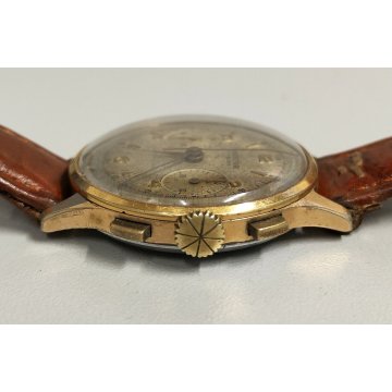 ANTICO OROLOGIO POLSO Orator Chrono LANDERON lamin. ORO anni 50 OLD WRIST WATCH