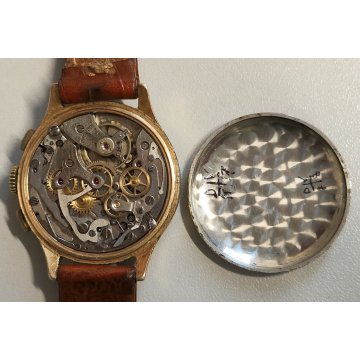 ANTICO OROLOGIO POLSO Orator Chrono LANDERON lamin. ORO anni 50 OLD WRIST WATCH