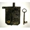 ANTICA SERRATURA ferro battuto CATENACCIO CHIAVE '700 DOOR LOCK IRON KEY   