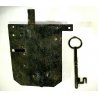 ANTICA SERRATURA ferro battuto CATENACCIO CHIAVE '700 DOOR LOCK IRON KEY   