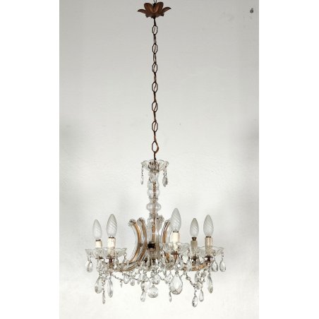 ANTICO LAMPADARIO Maria Teresa VETRO Murano DORATO Liberty GLASS HANGING LAMP