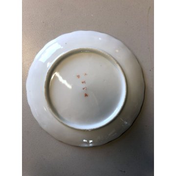 ANTICA TAZZA CAFFE PIATTINO PORCELLANA GIAPPONESE GUSCIO D'UOVO DECORO ISTORIATO