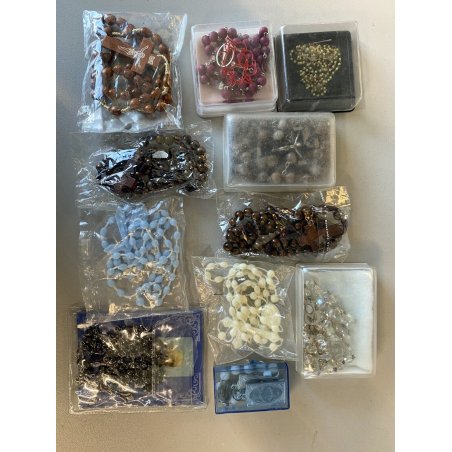 LOTTO n° 11 ANTICHI VECCHI CORONE ROSARIO COLLEZIONE RELIGIOSO PREGHIERA CROCE