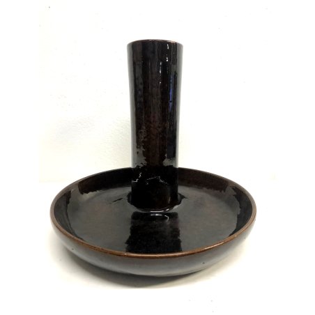 VASO VINTAGE IKEBANA DESIGN Beltrami (?) Milano CERAMICA SMALTO MARRONE '70s