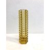 VASO VINTAGE CRISTALLO BOEMIA ESAGONALE GIALLO AMBRA MID-CENTURY CUT GLASS