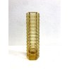 VASO VINTAGE CRISTALLO BOEMIA ESAGONALE GIALLO AMBRA MID-CENTURY CUT GLASS