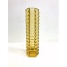 VASO VINTAGE CRISTALLO BOEMIA ESAGONALE GIALLO AMBRA MID-CENTURY CUT GLASS