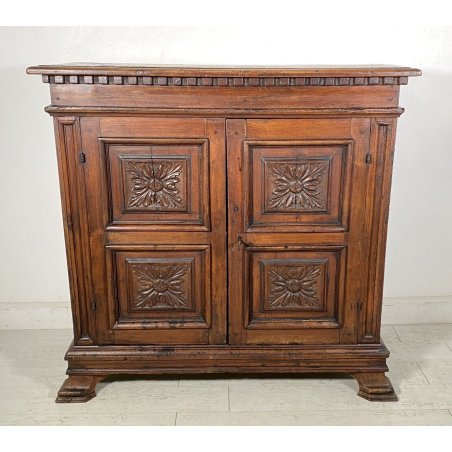 ANTICA  RARA CREDENZA LEGNO NOCE PATINA ORIGINALE MADIA EPOCA 1600 DISPENSA OLD