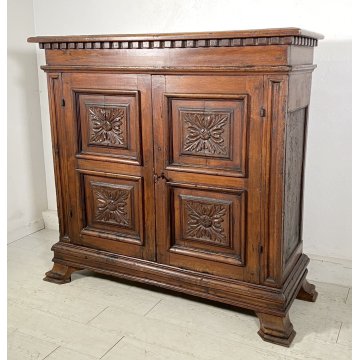 ANTICA  RARA CREDENZA LEGNO NOCE PATINA ORIGINALE MADIA EPOCA 1600 DISPENSA OLD