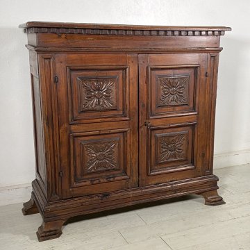 ANTICA  RARA CREDENZA LEGNO NOCE PATINA ORIGINALE MADIA EPOCA 1600 DISPENSA OLD