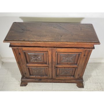 ANTICA  RARA CREDENZA LEGNO NOCE PATINA ORIGINALE MADIA EPOCA 1600 DISPENSA OLD