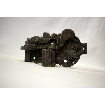 ANTICA SERRATURA ferro battuto CHIAVE 600 FUNZIONANTE SMALL DOOR LOCK IRON KEY  