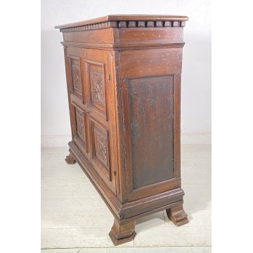 ANTICA  RARA CREDENZA LEGNO NOCE PATINA ORIGINALE MADIA EPOCA 1600 DISPENSA OLD