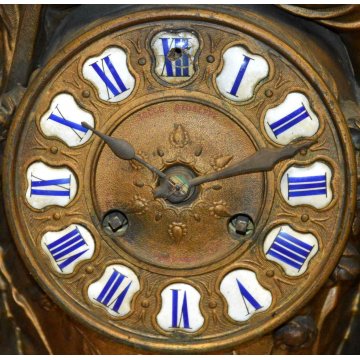 ANTICO TRITTICO DORATO Orologio Parigina 2 CANDELABRO epoca 1900 ART NOUVEAU