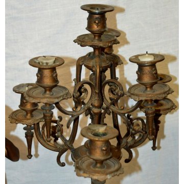 ANTICO TRITTICO DORATO Orologio Parigina 2 CANDELABRO epoca 1900 ART NOUVEAU