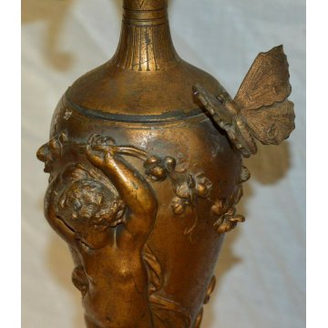 ANTICO TRITTICO DORATO Orologio Parigina 2 CANDELABRO epoca 1900 ART NOUVEAU