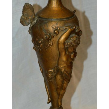 ANTICO TRITTICO DORATO Orologio Parigina 2 CANDELABRO epoca 1900 ART NOUVEAU