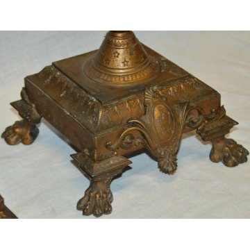 ANTICO TRITTICO DORATO Orologio Parigina 2 CANDELABRO epoca 1900 ART NOUVEAU