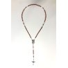 ANTICO ROSARIO CORONA ARGENTO 800 GRANI CORALLO ROSSO 5 mm RELIGIOSO DEVOZIONALE