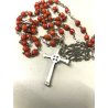ANTICO ROSARIO CORONA ARGENTO 800 GRANI CORALLO ROSSO 5 mm RELIGIOSO DEVOZIONALE