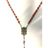 ANTICO ROSARIO CORONA ARGENTO 800 GRANI CORALLO ROSSO 5 mm RELIGIOSO DEVOZIONALE