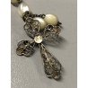 ANTICO ROSARIO CORONA GRANI MADREPERLA 6 mm FILIGRANA ARGENTO 800 RELIGIOSO '900