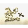 ANTICO ROSARIO CORONA GRANI MADREPERLA 6 mm FILIGRANA ARGENTO 800 RELIGIOSO '900