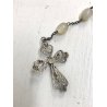 ANTICO ROSARIO CORONA GRANI MADREPERLA 6 mm FILIGRANA ARGENTO 800 RELIGIOSO '900