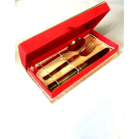 SET 3 POSATE VINTAGE Calderoni F.lli LUXURY CURTLERY acciaio INOXID ARGENTATO