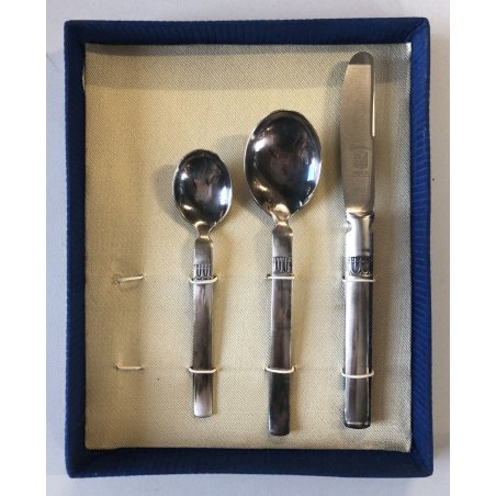 SET 3 POSATE VINTAGE Calderoni F.lli LUXURY CURTLERY acciaio INOXID ARGENTATO