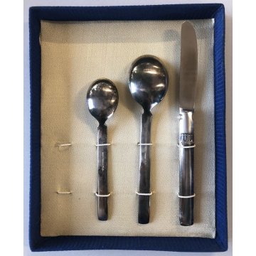 SET 3 POSATE VINTAGE Calderoni F.lli LUXURY CURTLERY acciaio INOXID ARGENTATO