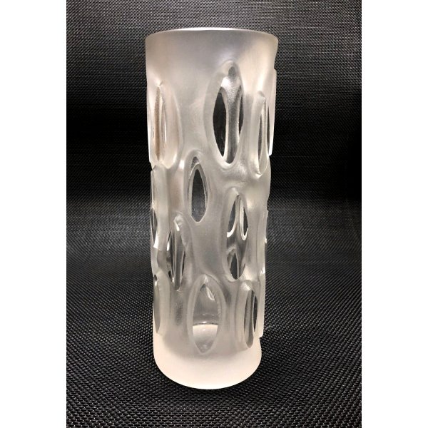 VASO CRISTALLO SCULTURA CILINDRO DESIGN Peill&Putzler FROSTED GLASS VINTAGE '70s