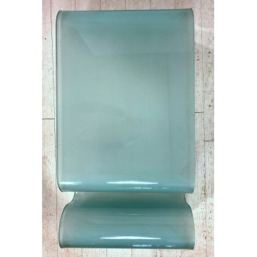 TAVOLINO BASSO CAFFE' VETRO TEMPRATO CURVATO "WAVE"  PORTARIVISTE 60x100x40 ca.